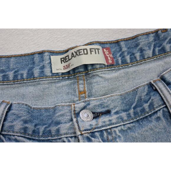 Levi's 550 Relaxed Fit Straight Blue Denim Jeans Rugged Mens Sz 40 x 31(Altered) - Picture 11 of 16